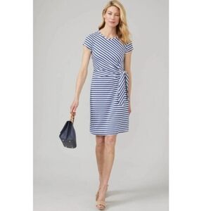 J. McLaughlin Elora Dress Bangle Stripe Blue Tie-Front Catalina Cloth Sz Large